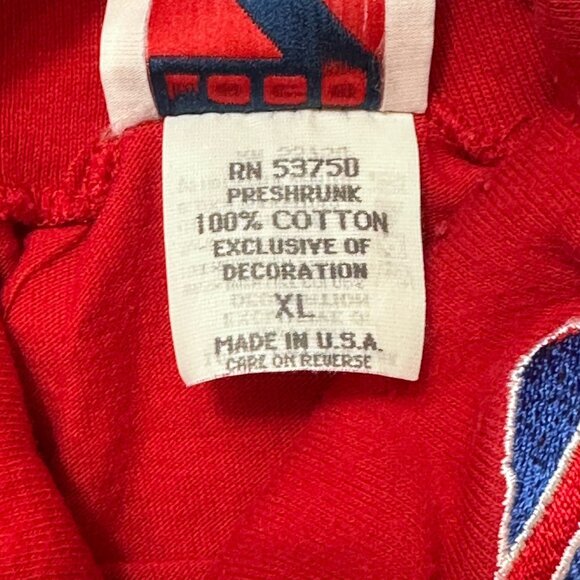 Vintage Logo 7 Buffalo Bills Turtleneck Mens XL Red Made In USA Embroidered Logo - Picture 9 of 10
